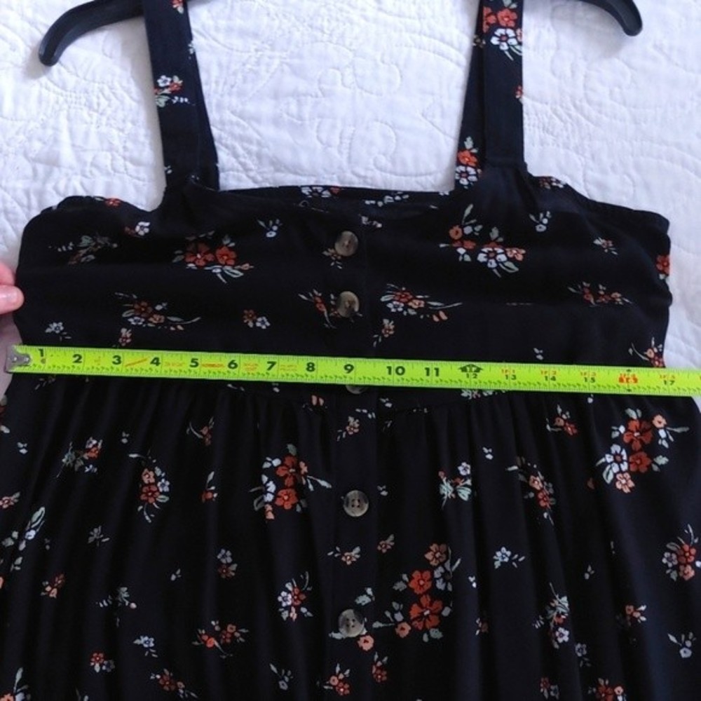 SO - Black Floral Button-Down Wide Strap Jumper Maxi Dress - Picture 6 of 9